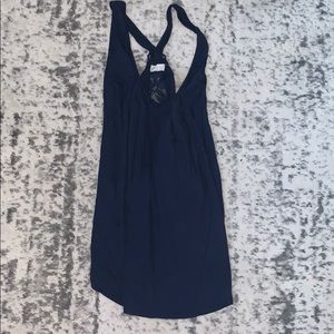 Floral Back Navy Blue Tank Top